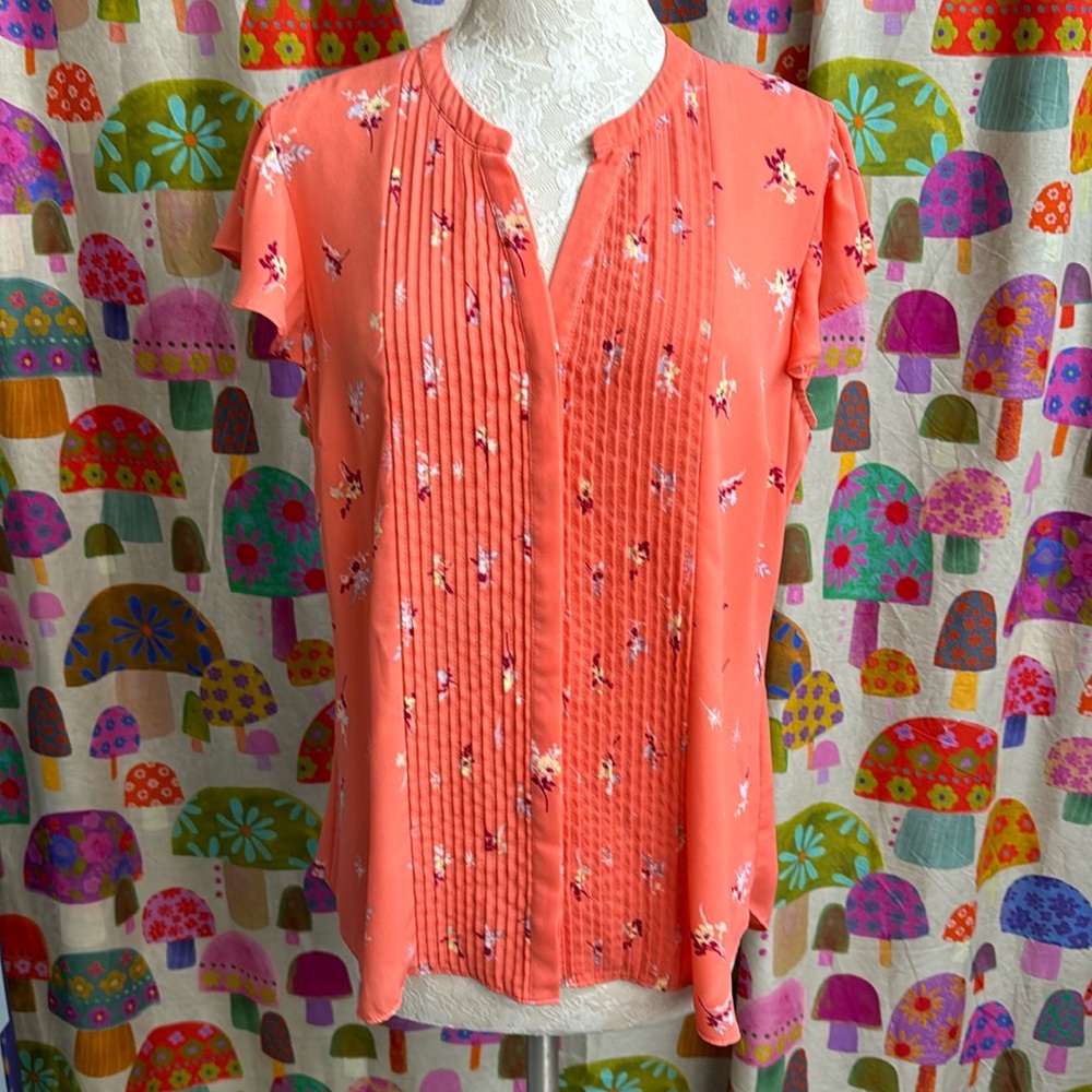 Simply Styled Floral Button Down Blouse. Large